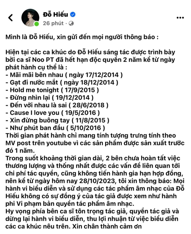 ChuyệN Gì đAng XảY Ra GiữA Noo PhướC ThịNh Và Ns Đỗ HiếU? - ẢNh 1.