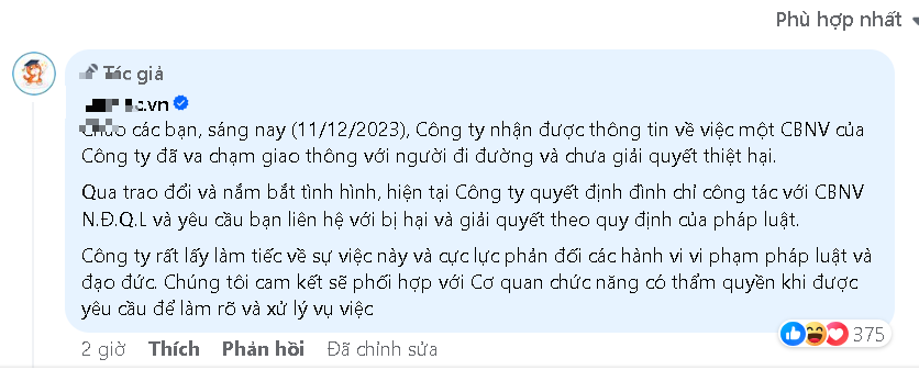 Vụ Nam Thanh NiêN GâY Tai NạN RồI Bỏ ChạY GâY BứC XúC ở Hà NộI: MộT CôNg Ty LêN TiếNg- ẢNh 2.