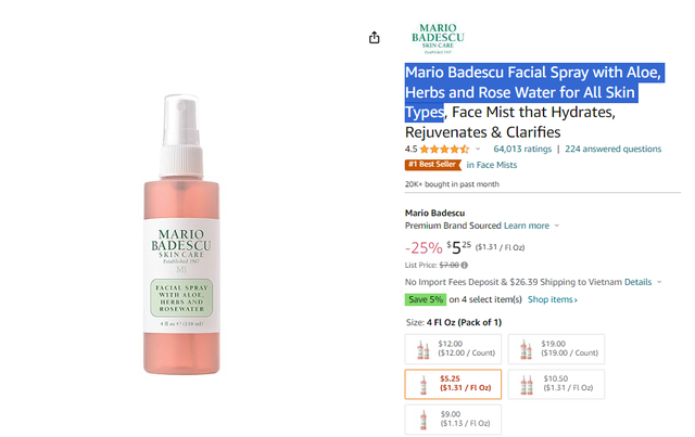 Có HơN 64.000 LượT đáNh Giá, Chai Toner Giá ChưA đếN 300.000 VnĐ NàY Trở ThàNh Item BáN ChạY NhấT TạI Amazon - ẢNh 2.