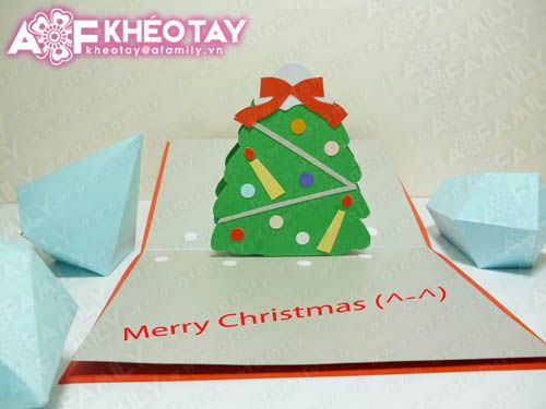 Trổ Tài Tự Làm Thiệp Nổi Cây Thông Noel Tặng Bạn Bè 17