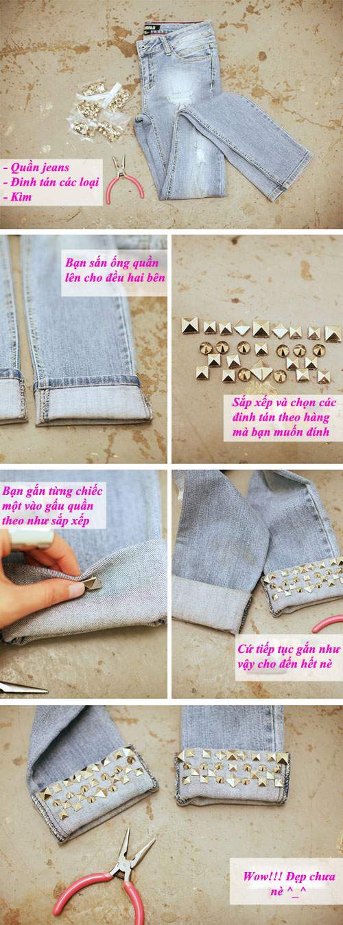 Gắn Đinh Tán Lên Gấu Quần Jeans Thêm Trẻ Trung 1