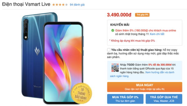 Vsmart Live Bất Ngờ Giảm Nửa Giá Sau 3 Tháng Bán Ra 1