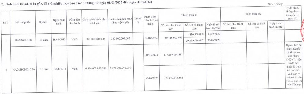 Hagl ChưA Thanh ToáN HơN 350 Tỷ đồNg TiềN LãI TráI PhiếU Cho Bidv Trong NửA đầU NăM, Sẽ TấT ToáN HơN 3.800 Tỷ đồNg TráI PhiếU VàO Quý 3/2023 - ẢNh 1.